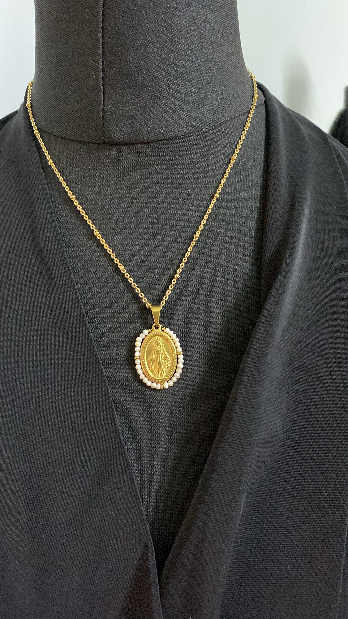 Gold Miraculous Medal, White