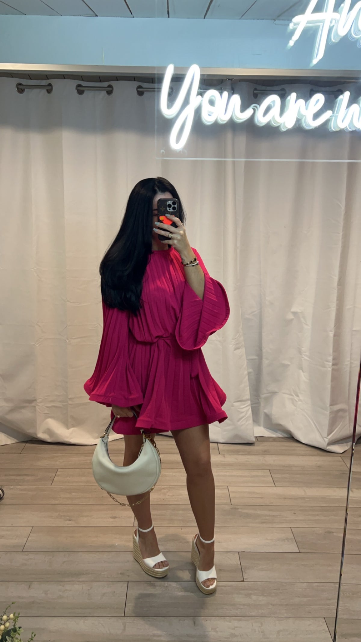 Ruffle Hem Belted Dress