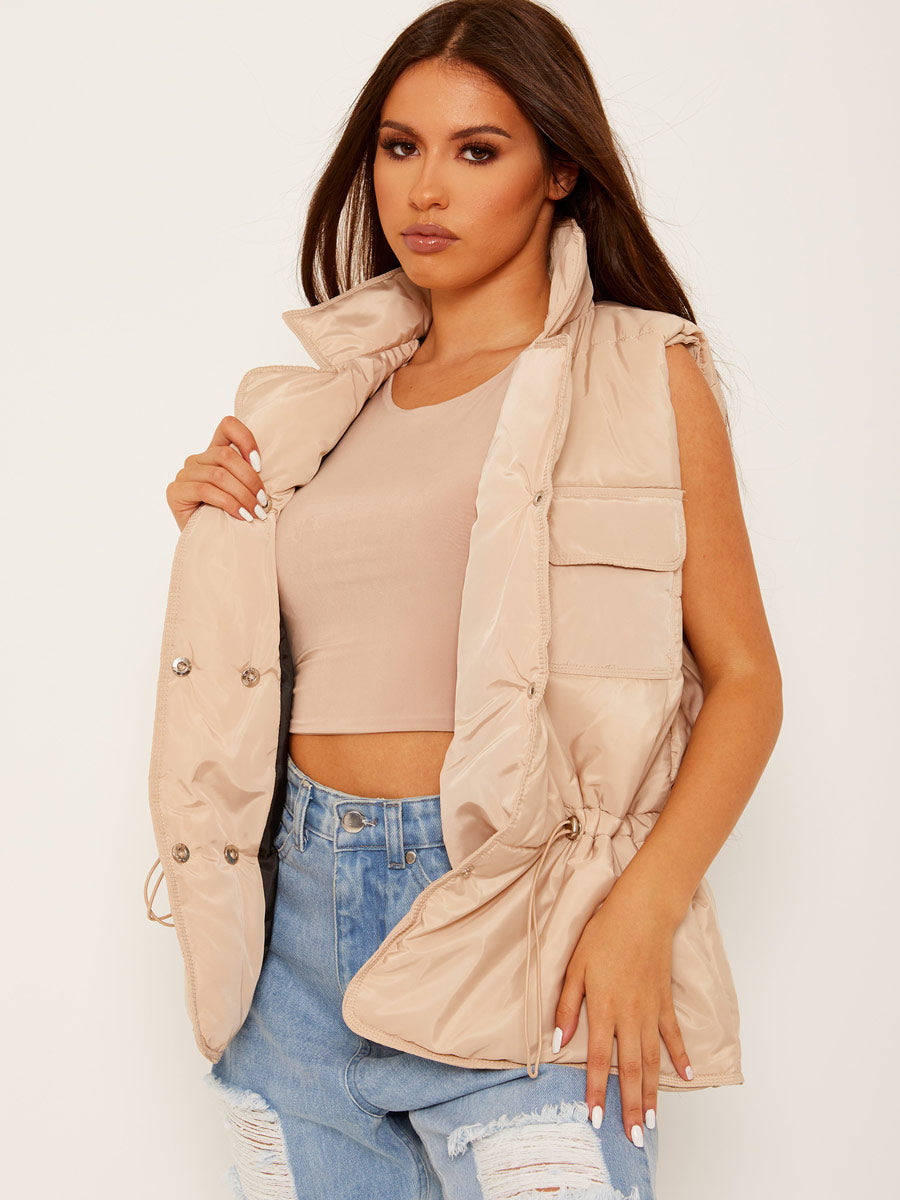 Beige Padded Gillet