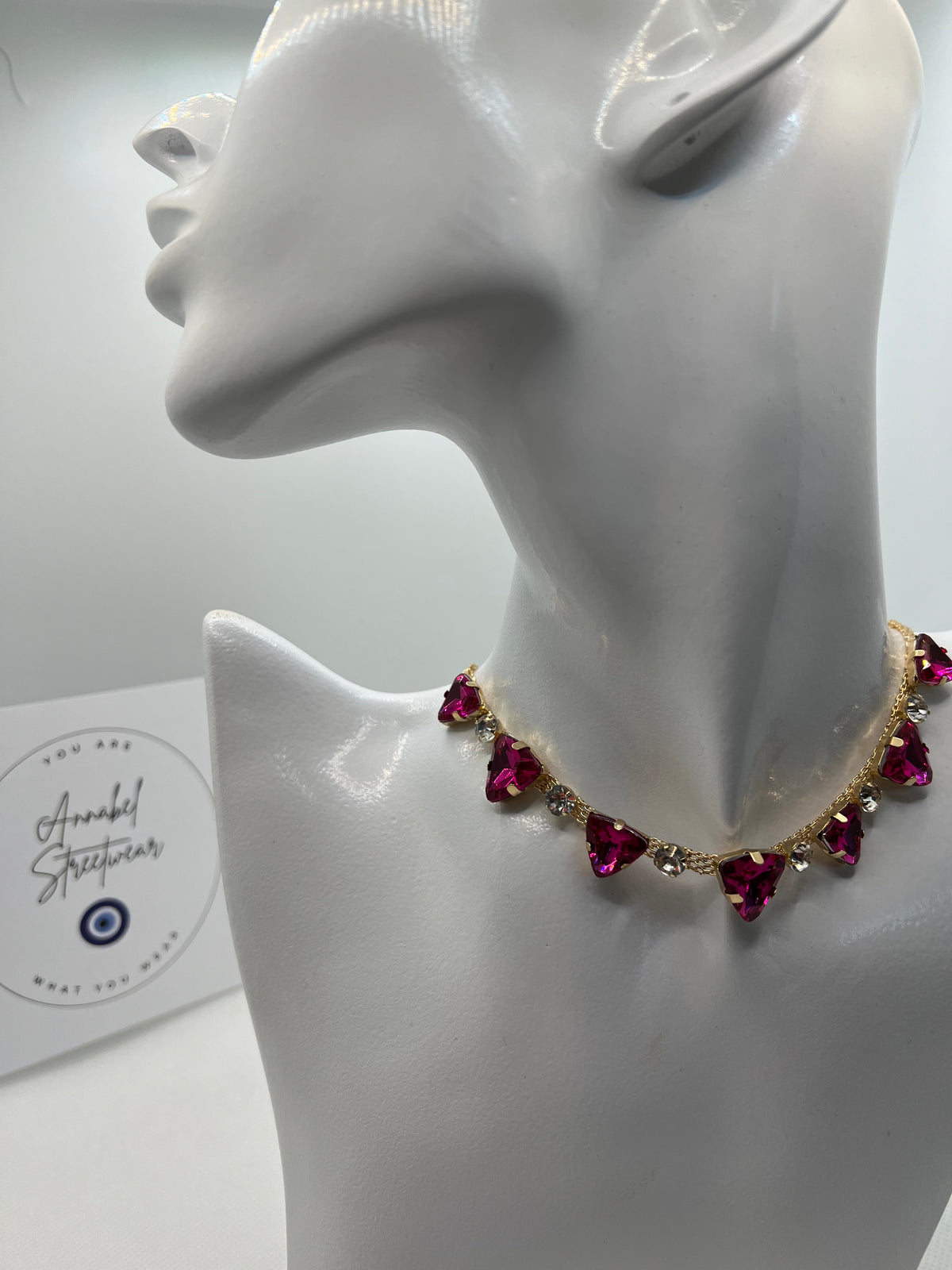 Pink & White Diamanté Choker