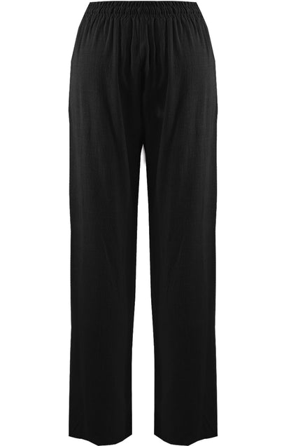 Black Linen Wide Leg Trousers