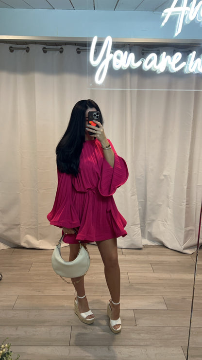 Ruffle Hem Belted Dress