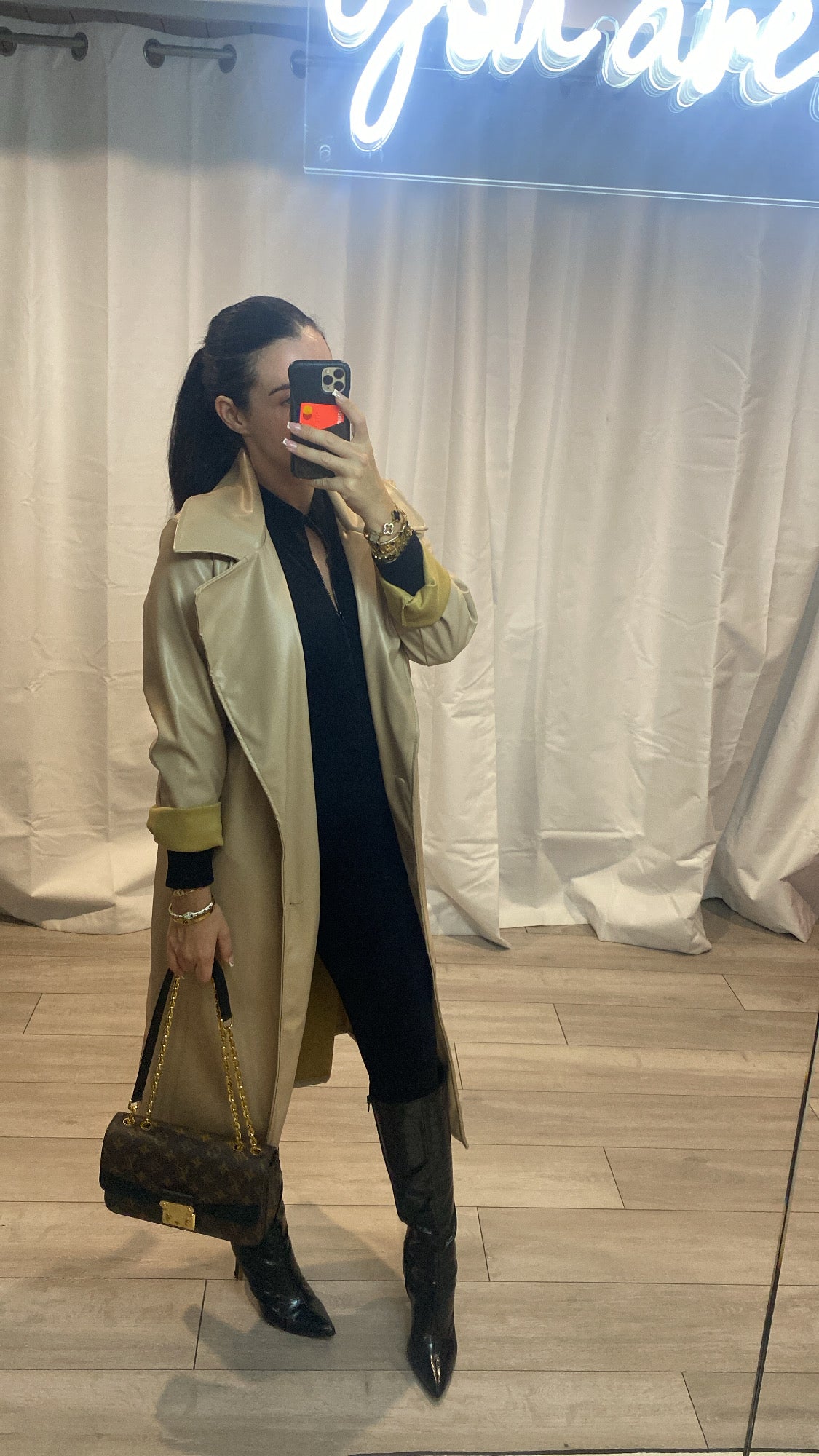 PU Leather Trench Coat