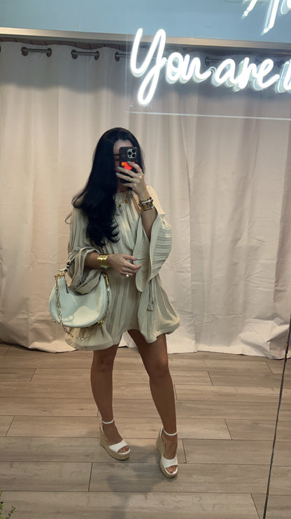 Ruffle Hem Belted Dress