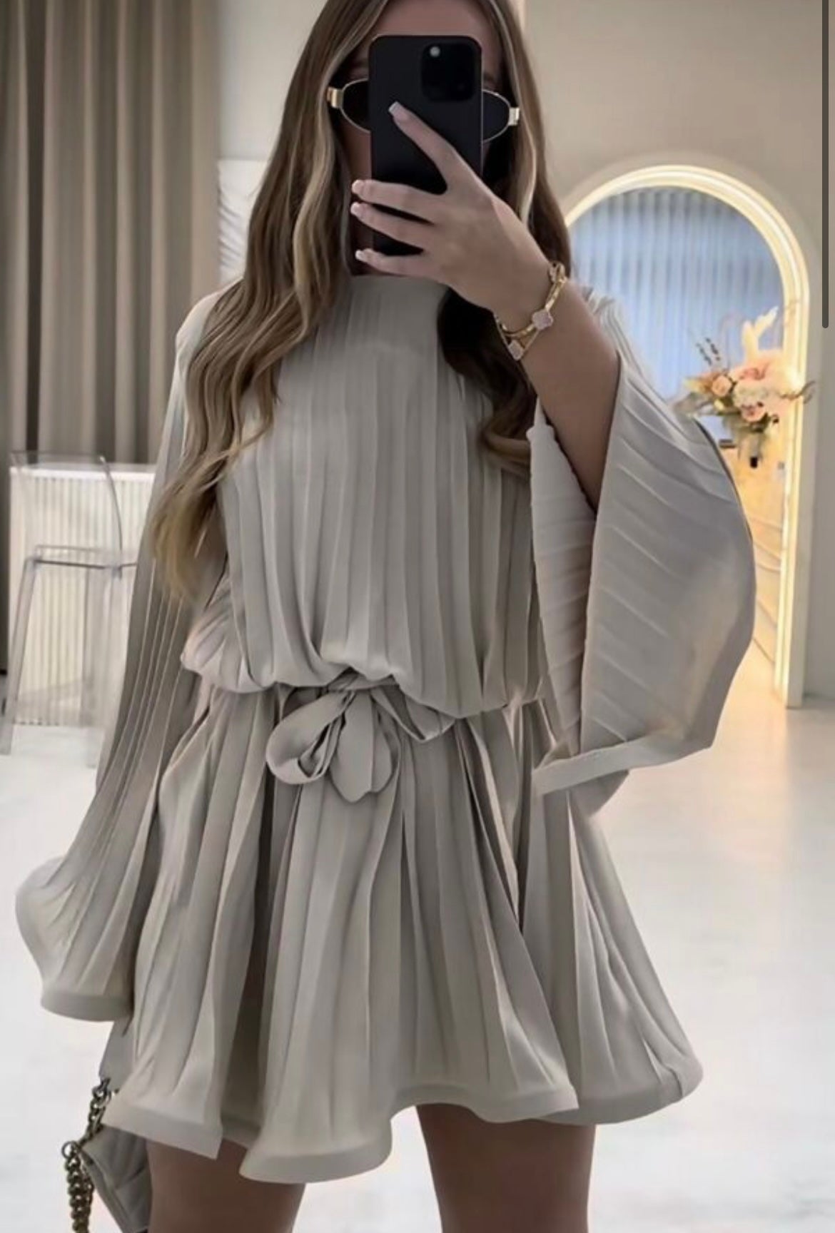 Ruffle Hem Belted Dress