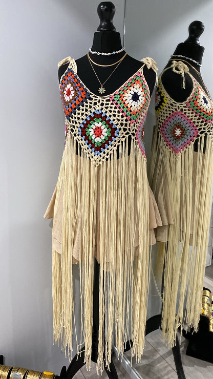 Flower Crochet Fringe Top