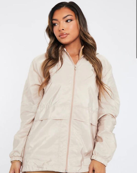 Beige Zip Windbreaker