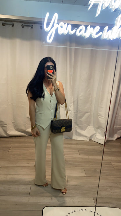 Waist Coat and Wide Leg Trouser Set