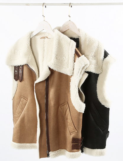 Faux Suede Shearling Gilet