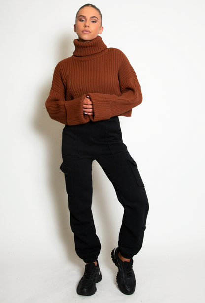 Cropped Roll Neck Jumper