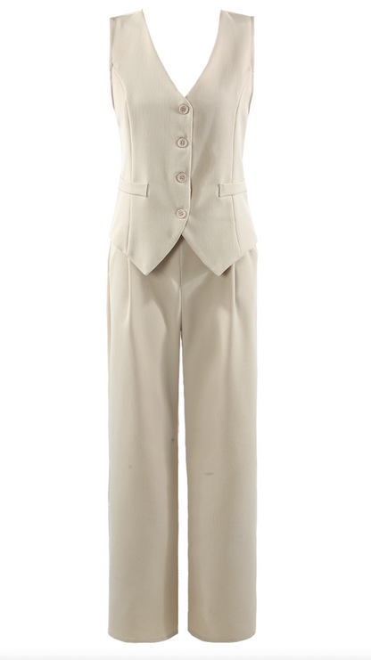 Waist Coat and Wide Leg Trouser Set