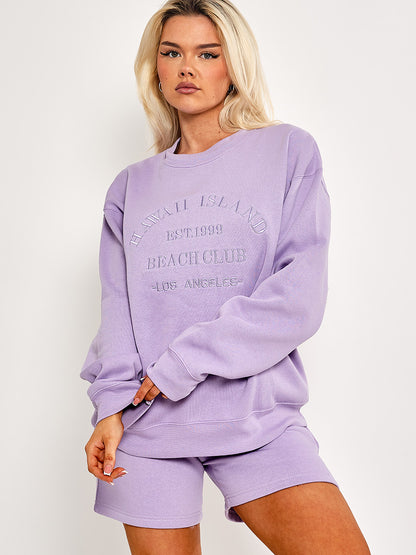 Lilac Sweatshirt and Shorts Co-ord